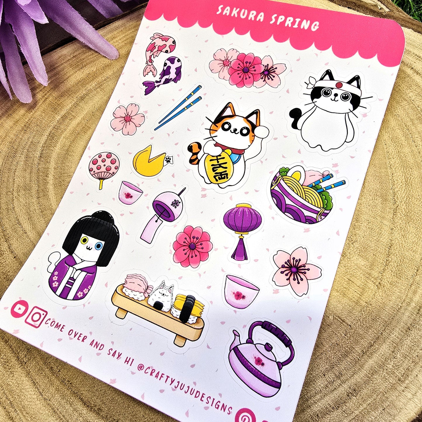 Sakura Spring Planner Cat Sticker Sheet – Cute & Kawaii Cherry Blossom Stickers