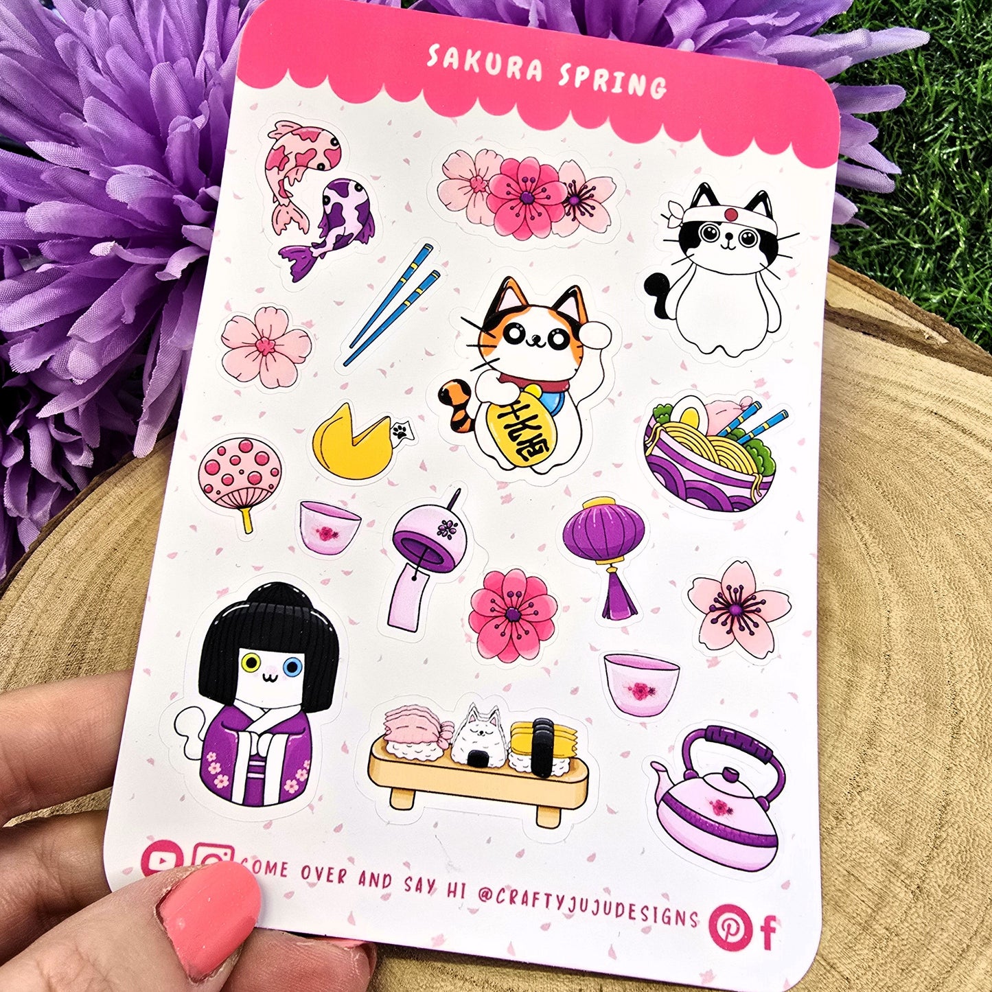 Sakura Spring Planner Cat Sticker Sheet – Cute & Kawaii Cherry Blossom Stickers