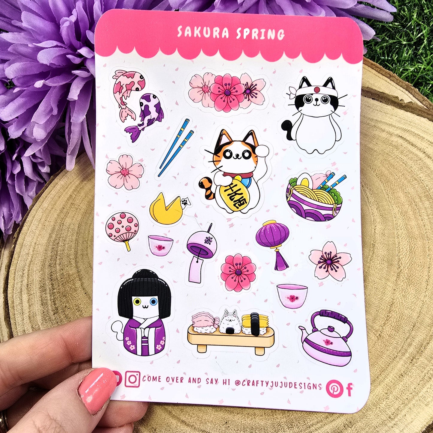 Sakura Spring Planner Cat Sticker Sheet – Cute & Kawaii Cherry Blossom Stickers