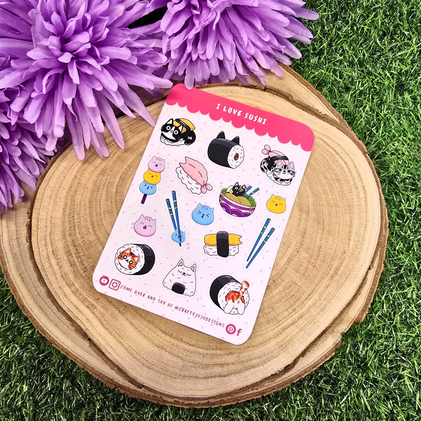 I Love Sushi Cat Planner Sticker Sheet – Cute &amp; Kawaii Organization Stickers