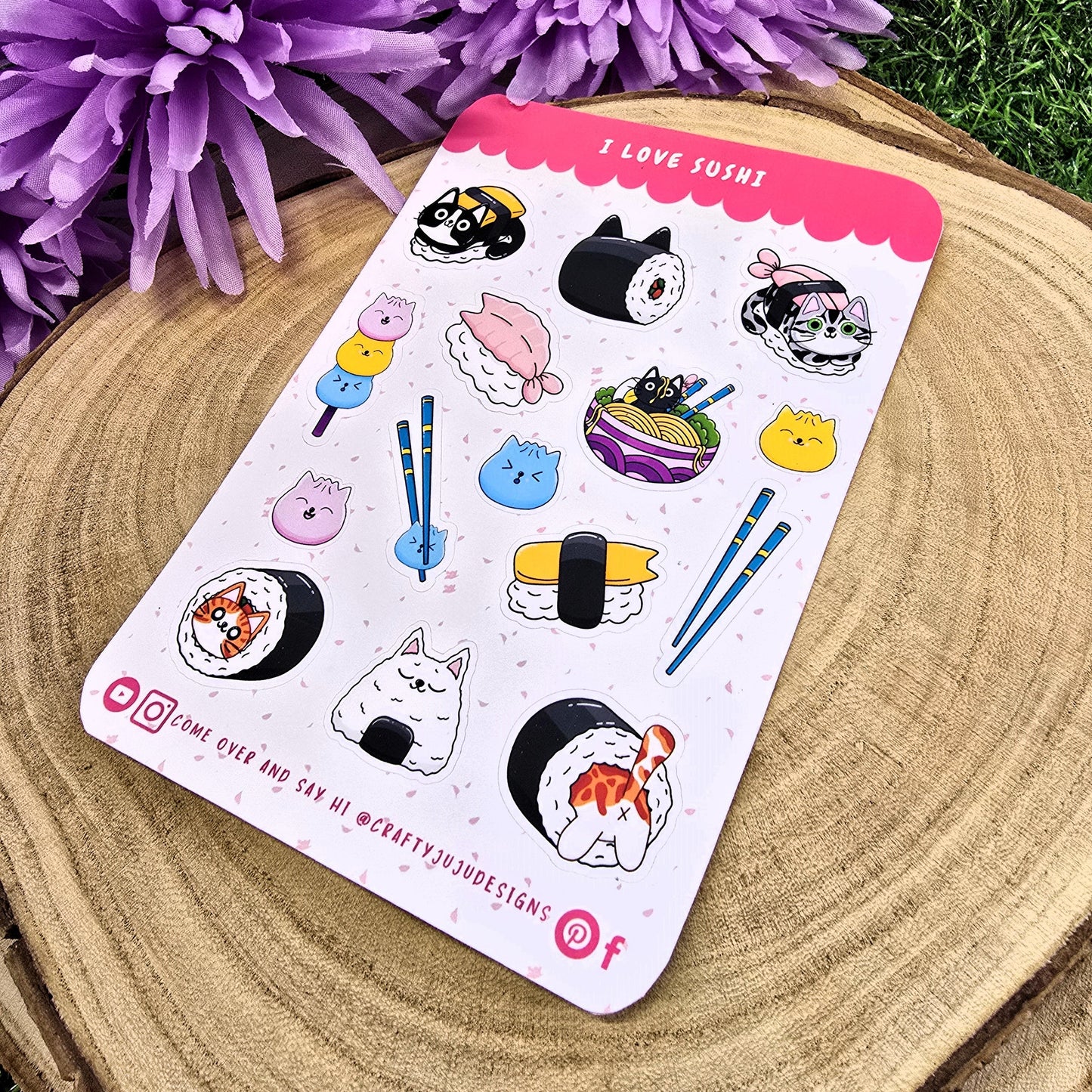 I Love Sushi Cat Planner Sticker Sheet – Cute &amp; Kawaii Organization Stickers