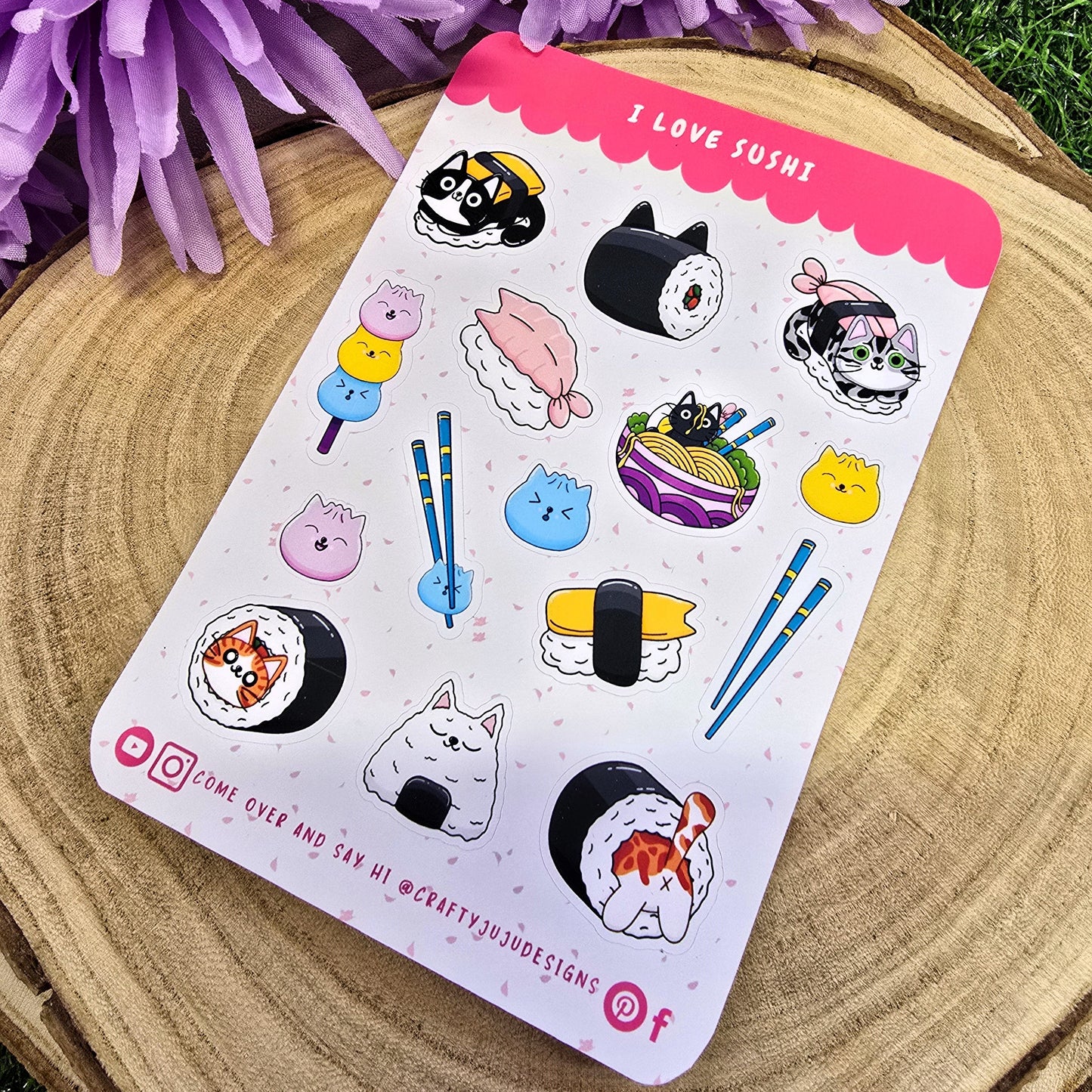 I Love Sushi Cat Planner Sticker Sheet – Cute &amp; Kawaii Organization Stickers