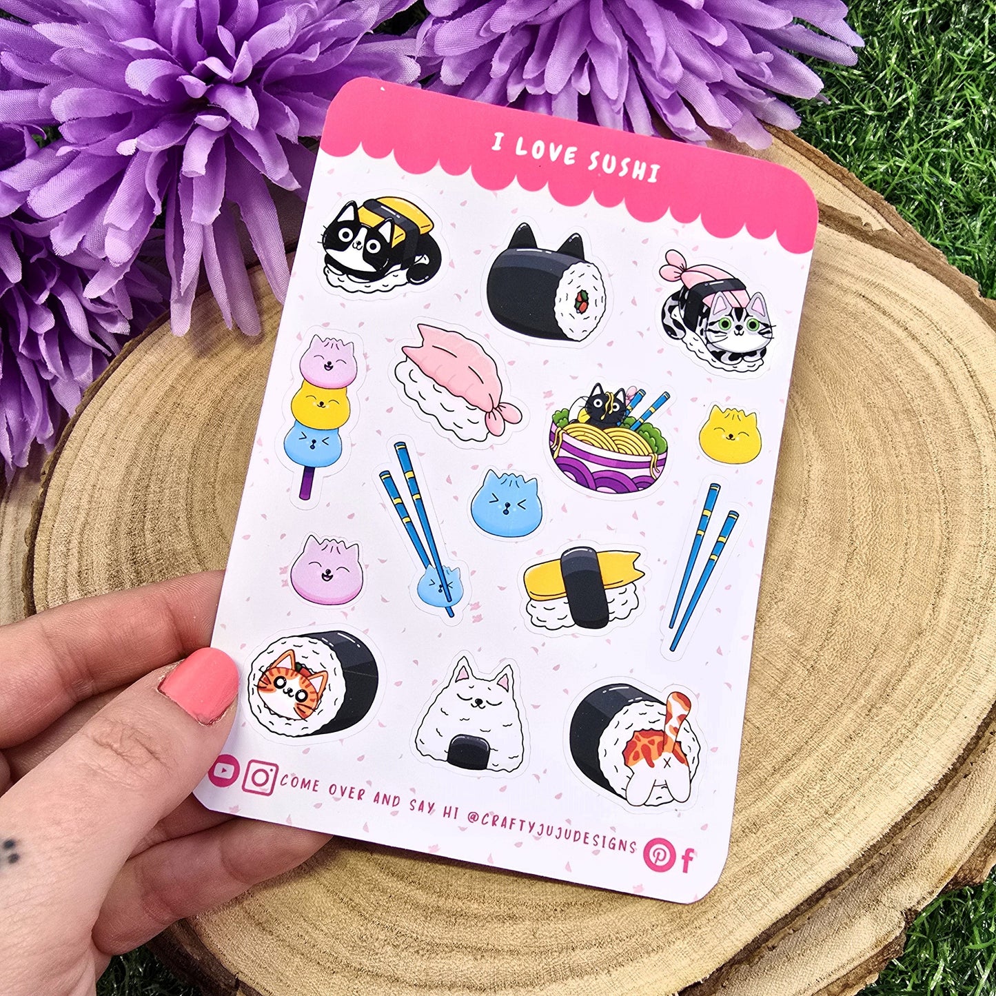 I Love Sushi Cat Planner Sticker Sheet – Cute &amp; Kawaii Organization Stickers