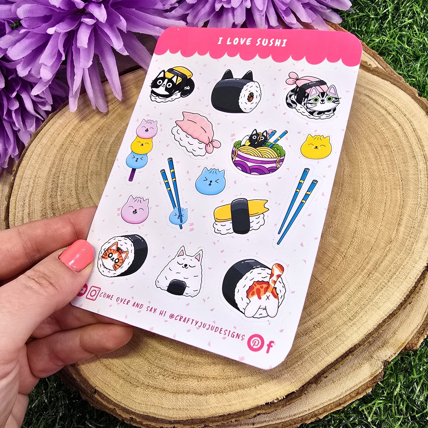 I Love Sushi Cat Planner Sticker Sheet – Cute &amp; Kawaii Organization Stickers