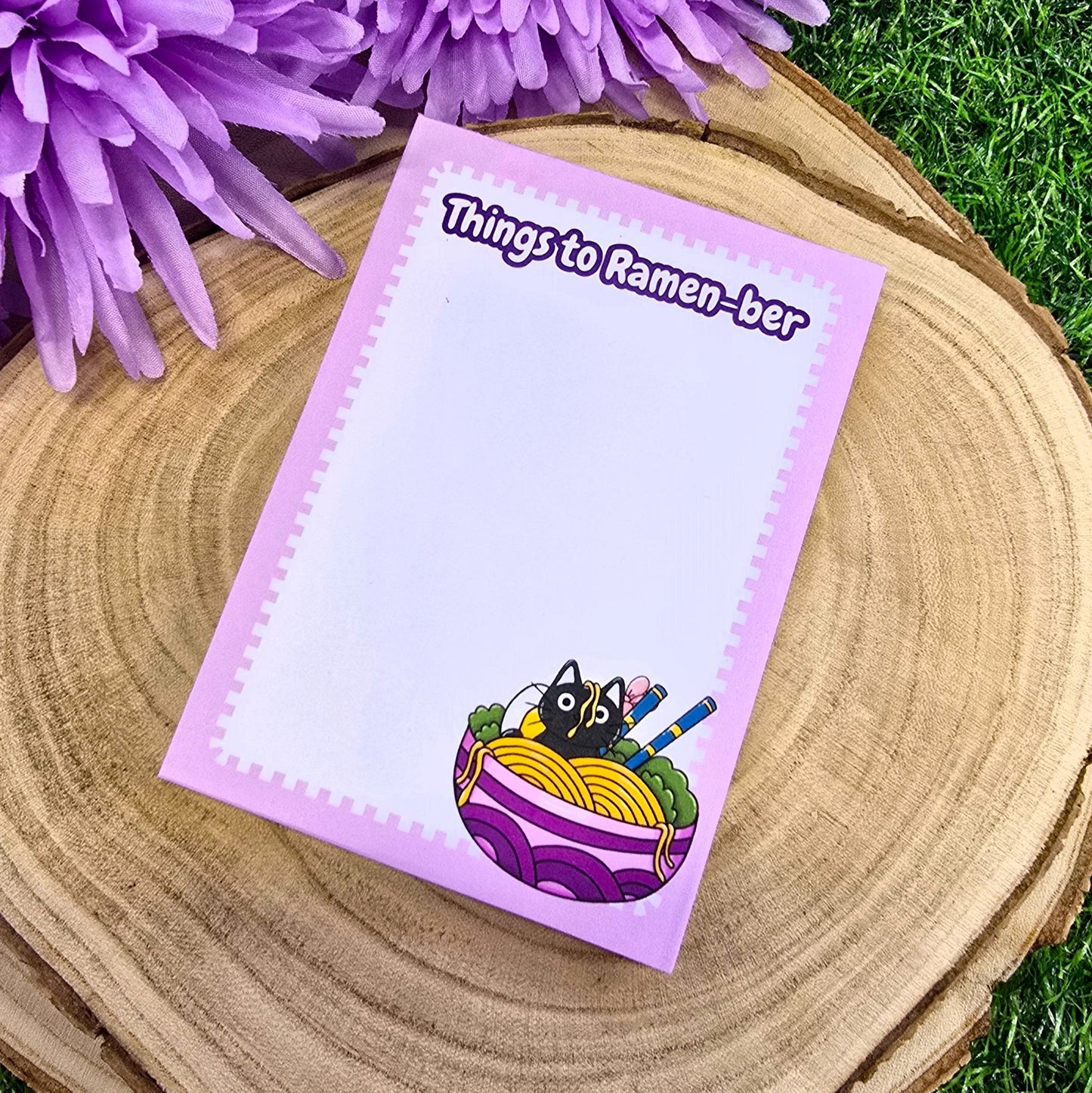 Things To Ramen-ber Cat Handmade Notepad – Cute & Kawaii Stationery for Notes & Lists