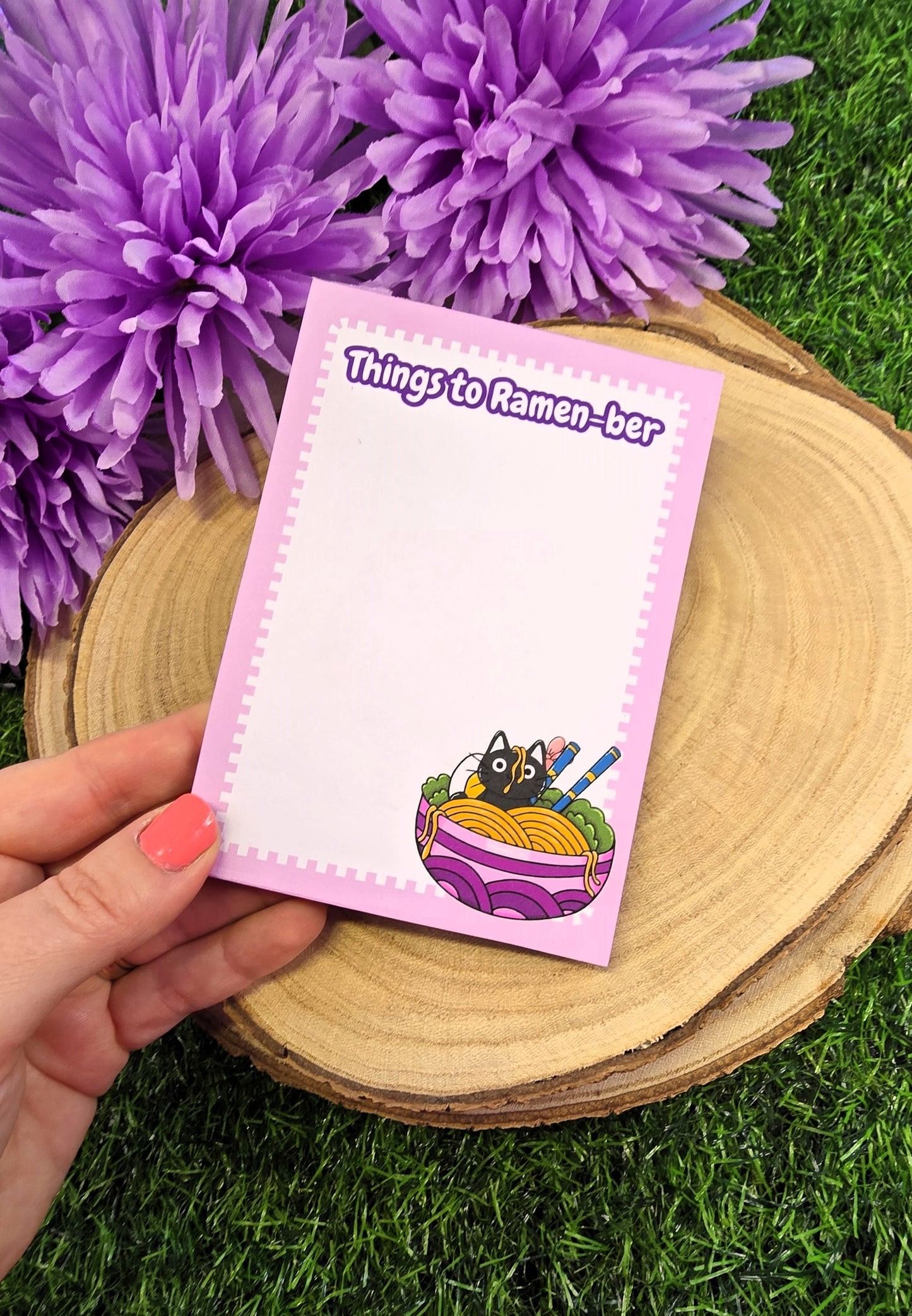 Things To Ramen-ber Cat Handmade Notepad – Cute & Kawaii Stationery for Notes & Lists