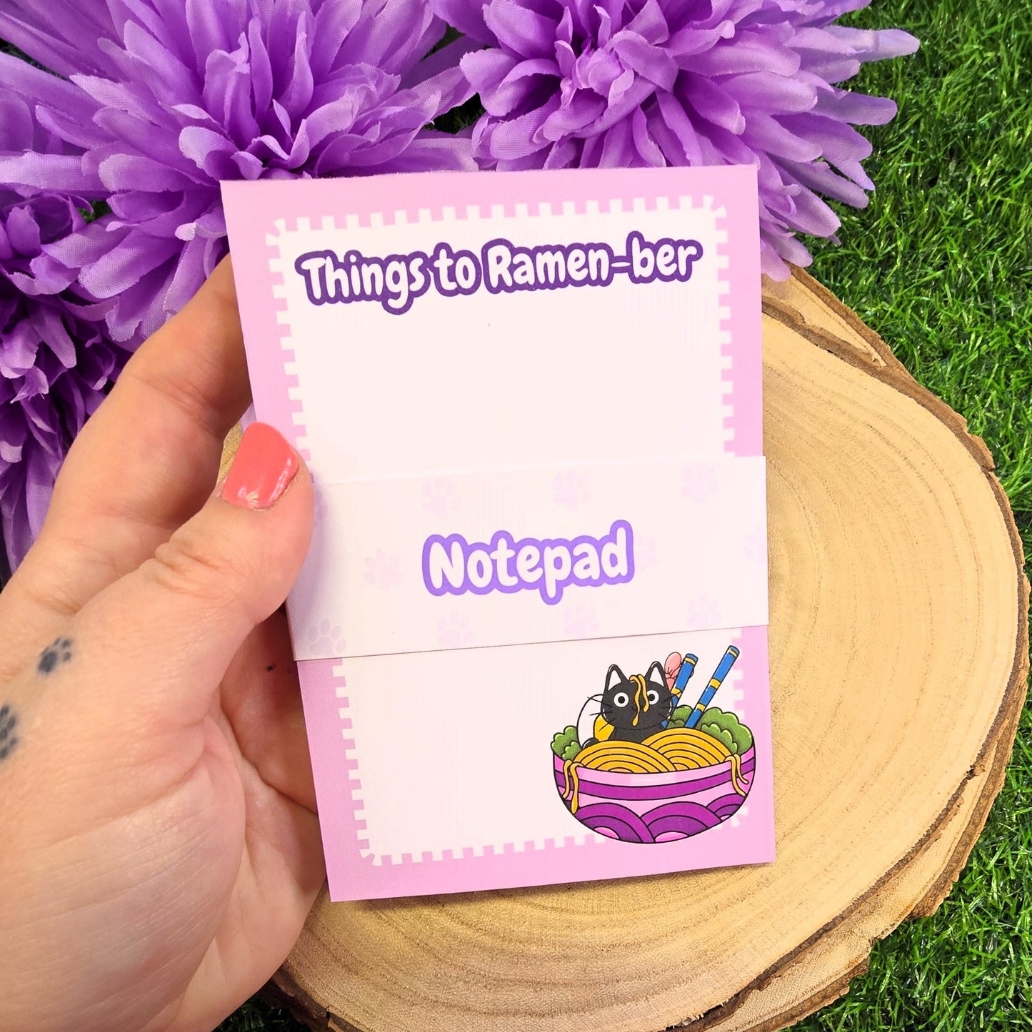 Things To Ramen-ber Cat Handmade Notepad – Cute & Kawaii Stationery for Notes & Lists