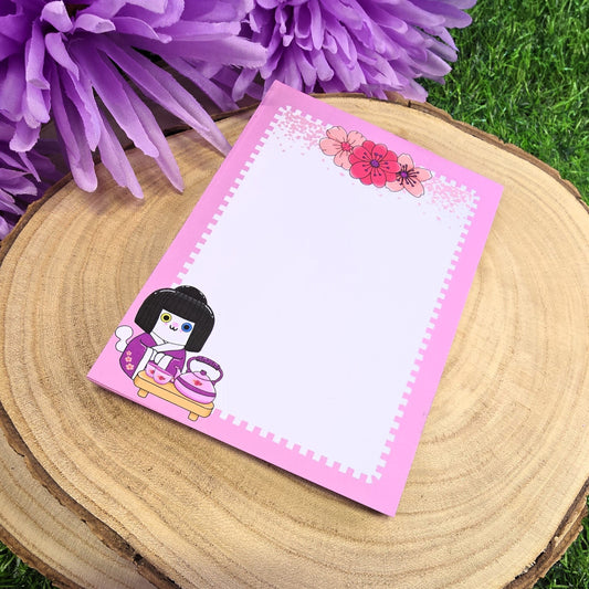 Sakura Spring Cat Handmade Notepad – Cute & Aesthetic Stationery for Notes & Lists