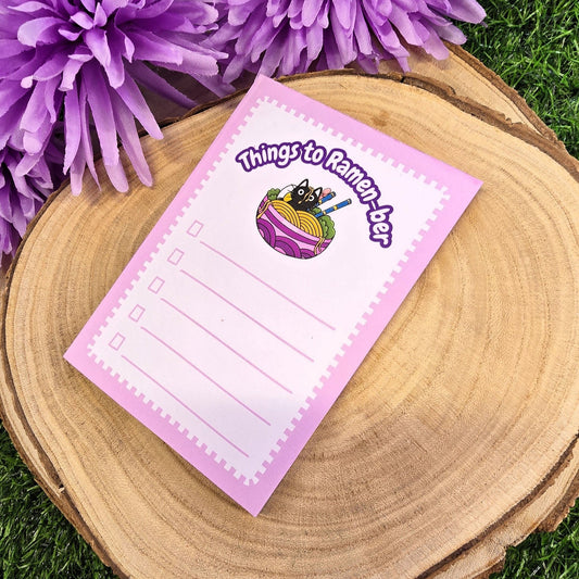 Things To Ramen-ber Cat Handmade Notepad – Cute & Kawaii Stationery for Notes & Lists