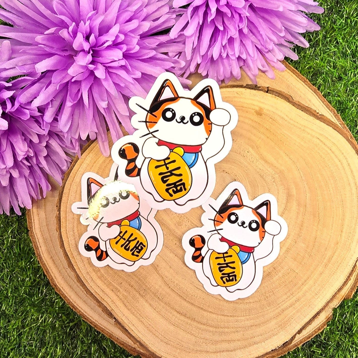 Lucky Japanese Cat Large Die-Cut Sticker – Maneki Neko Good Luck Charm