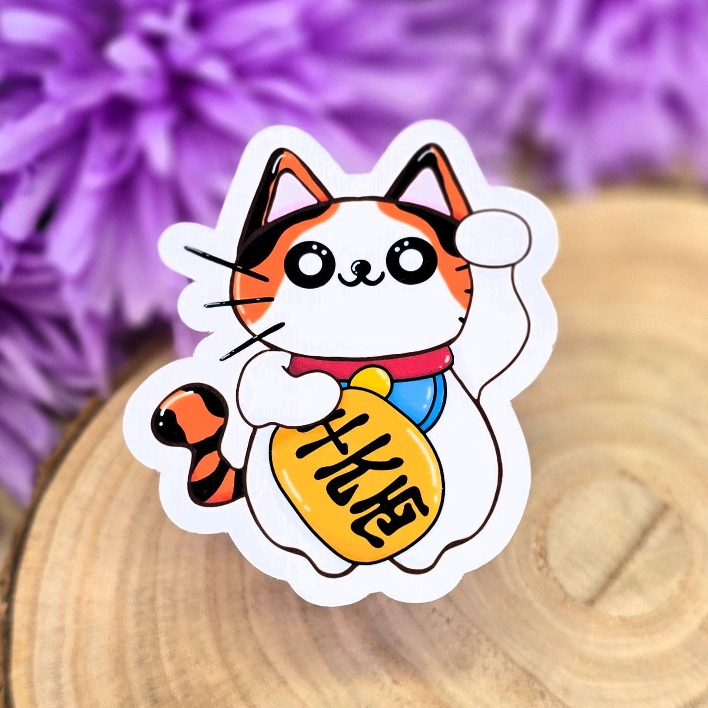 Lucky Japanese Cat Large Die-Cut Sticker – Maneki Neko Good Luck Charm