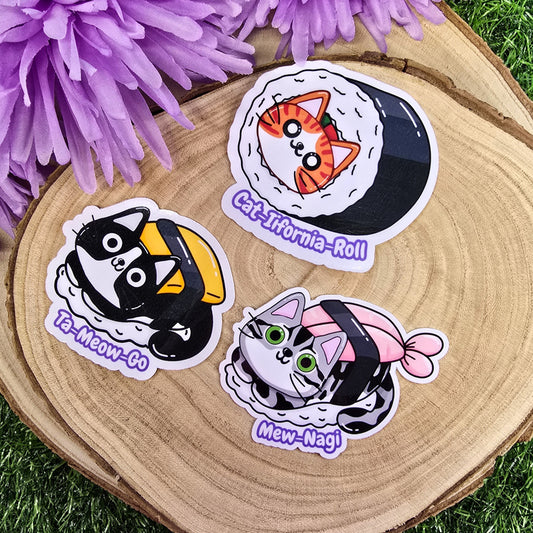 Cat Sushi Themed Die-cut Stickers