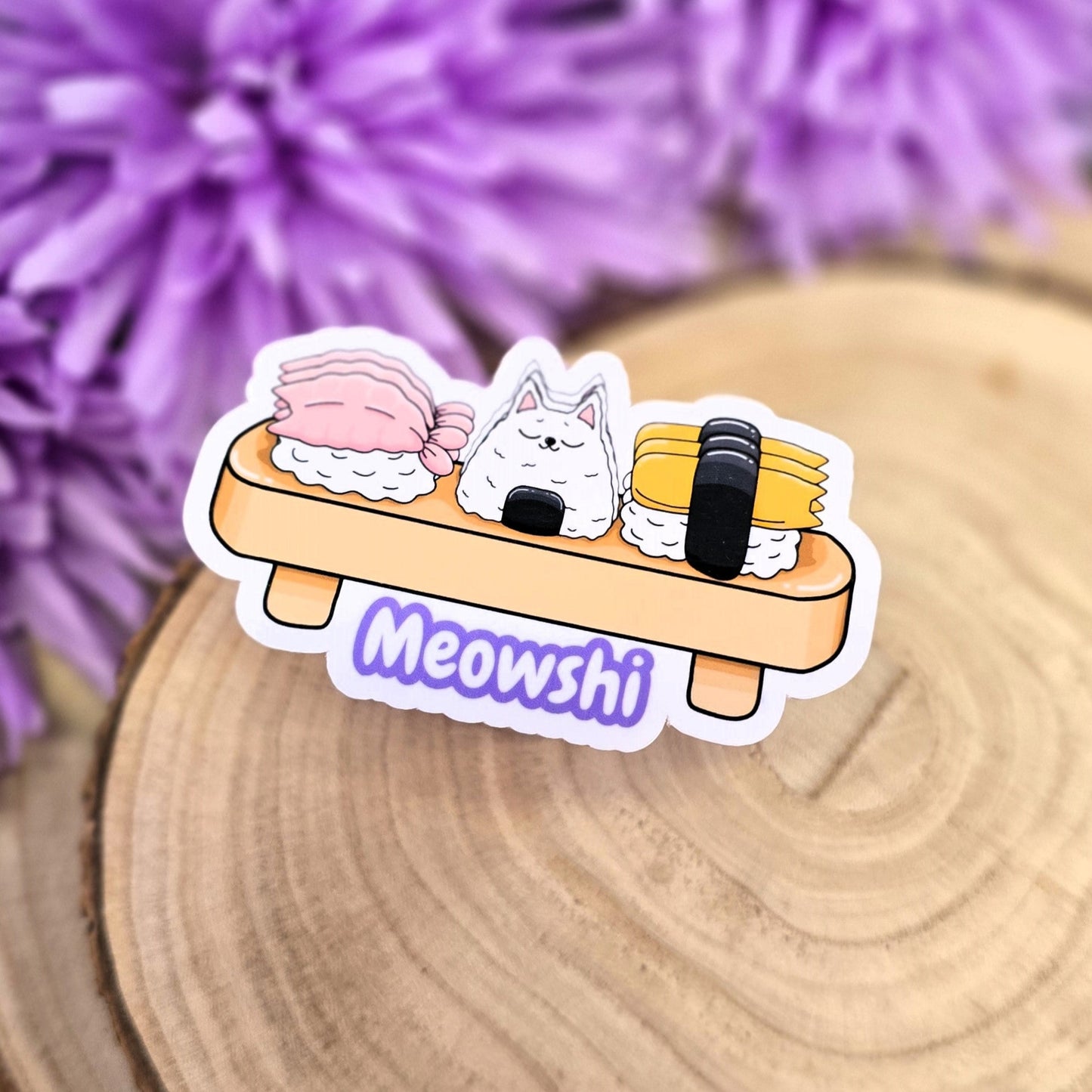 Meowshi Cat Sushi Tray Themed Die-cut Sticker