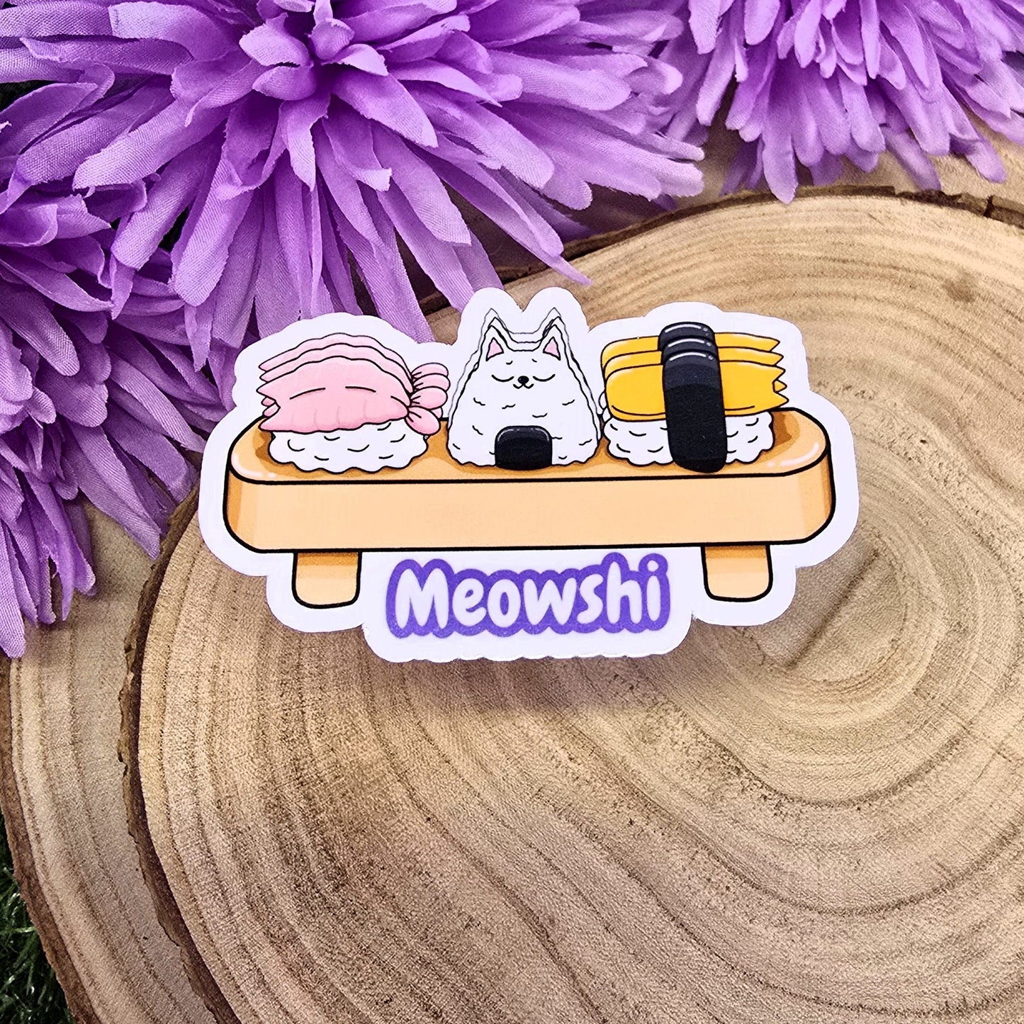 Meowshi Cat Sushi Tray Themed Die-cut Sticker