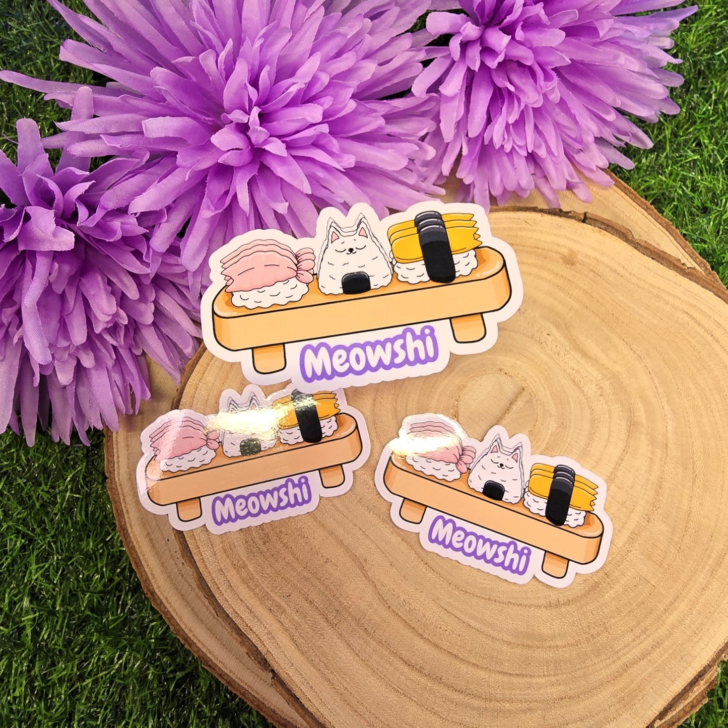 Meowshi Cat Sushi Tray Themed Die-cut Sticker