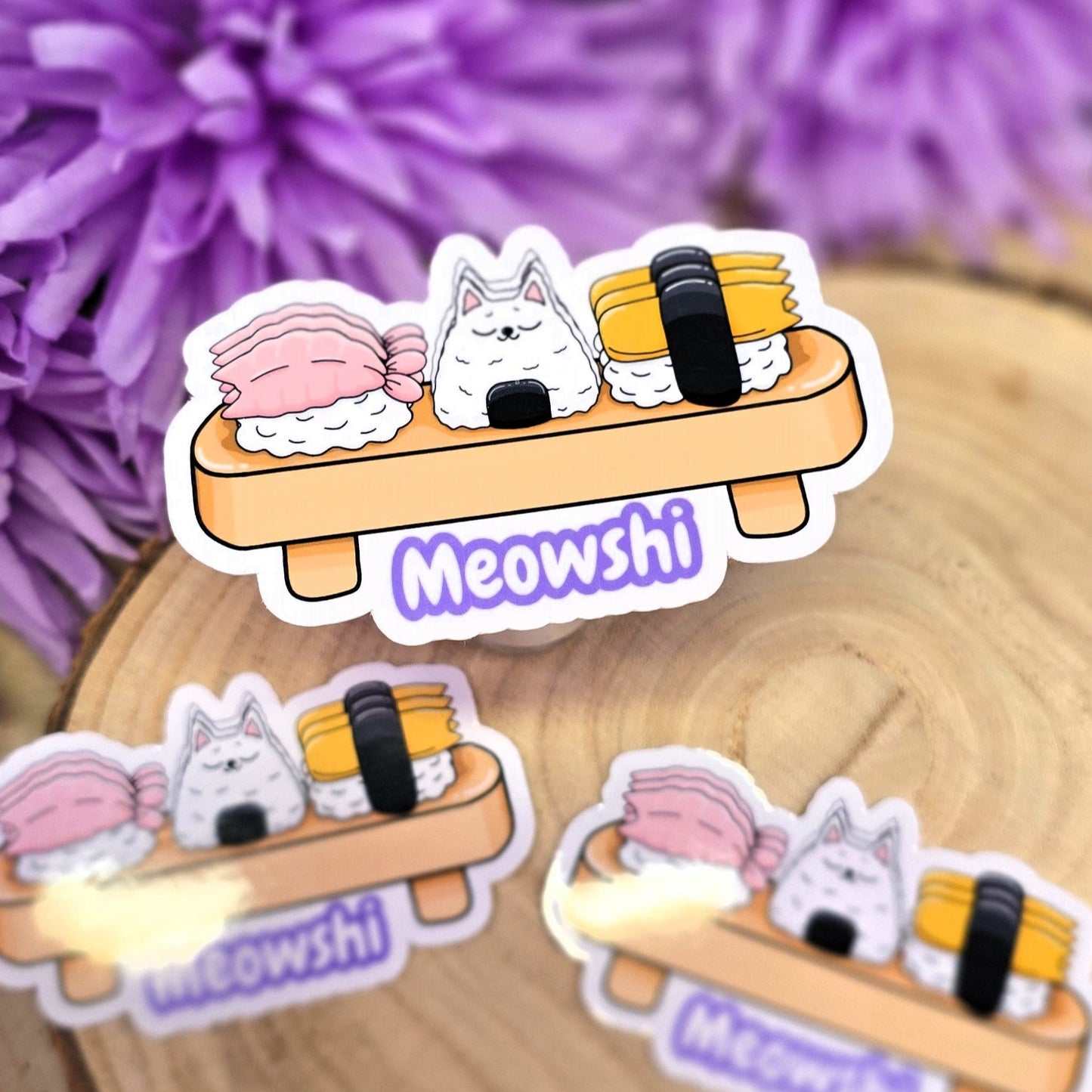 Meowshi Cat Sushi Tray Themed Die-cut Sticker