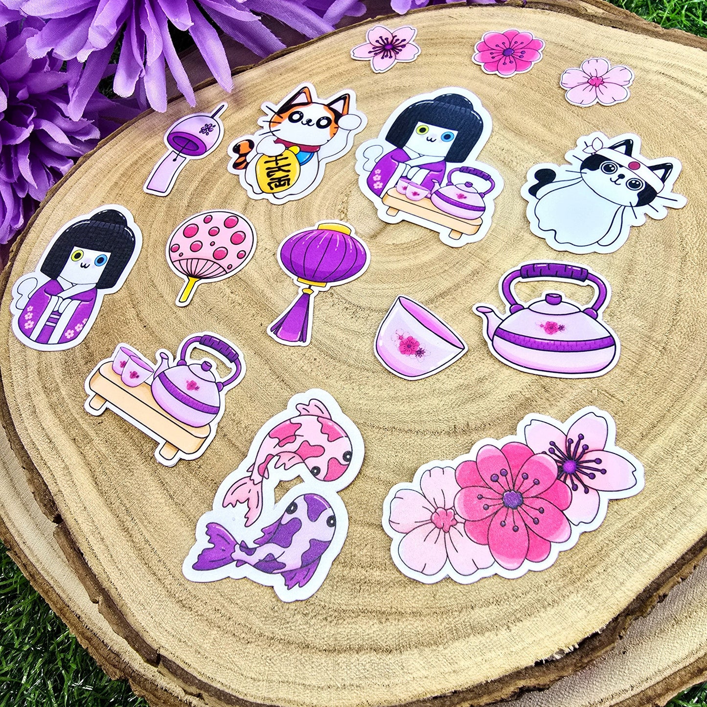 Sakura Spring Cat Bumper Die-Cut Sticker Pack – Cute Cherry Blossom Stickers