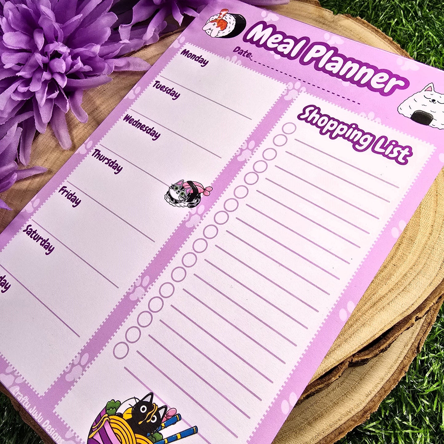 Sushi Cat Meal Planner Pad – Cute & Kawaii Weekly Food Organizer