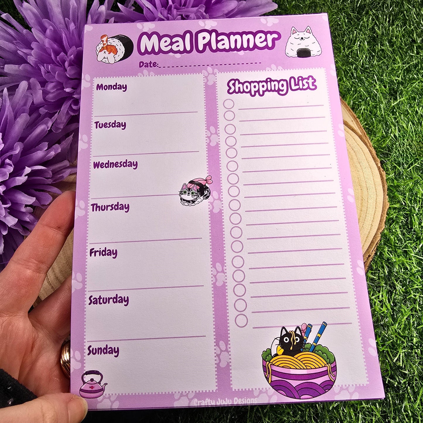 Sushi Cat Meal Planner Pad – Cute & Kawaii Weekly Food Organizer