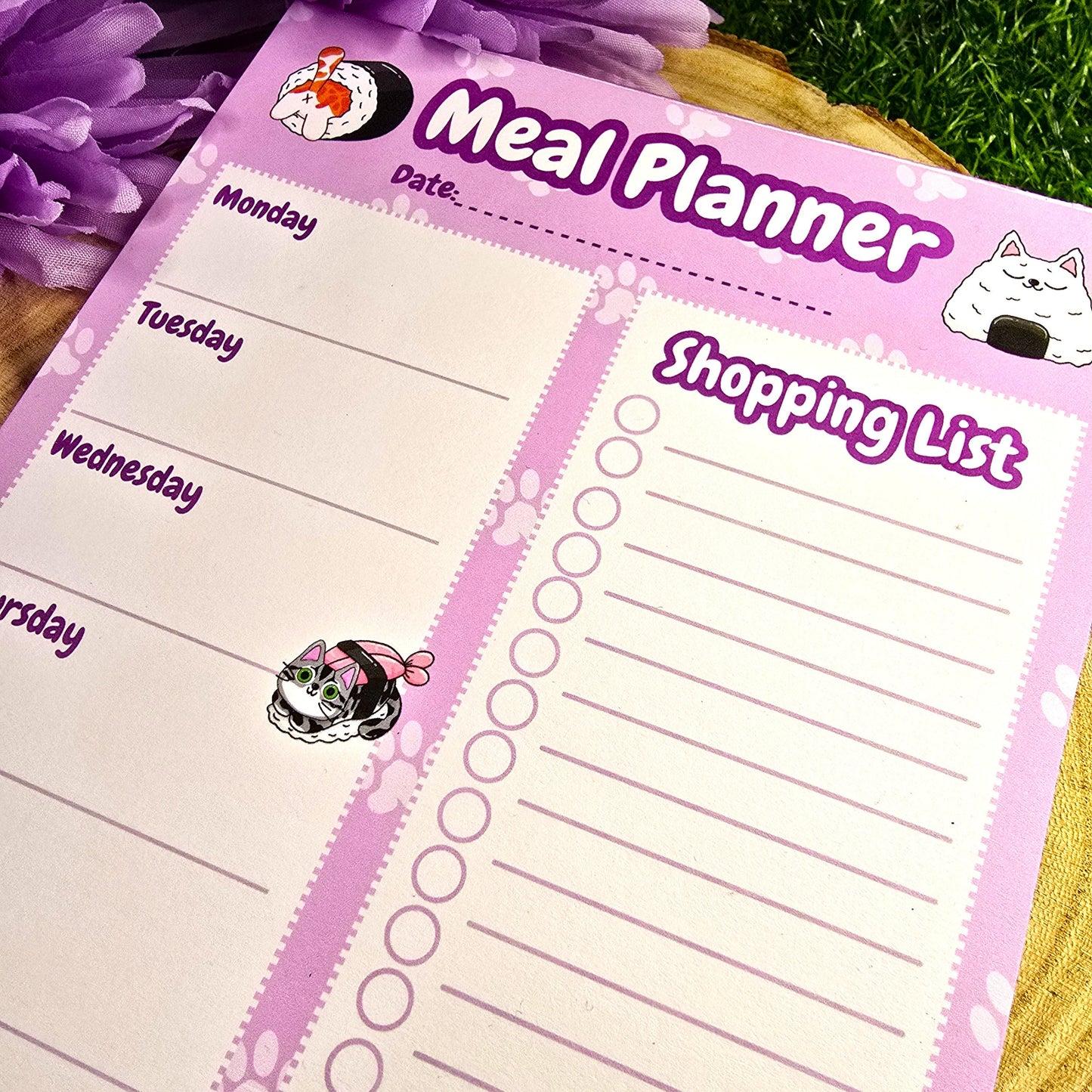 Sushi Cat Meal Planner Pad – Cute & Kawaii Weekly Food Organizer