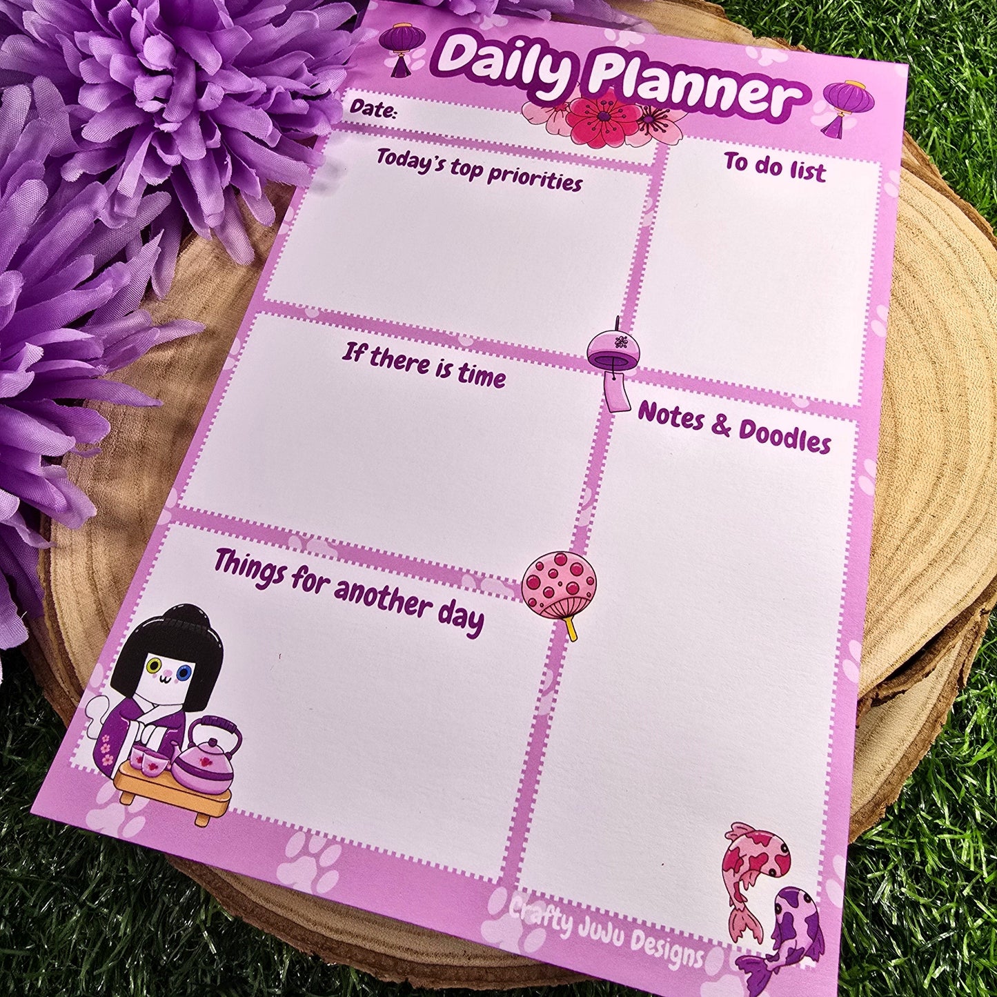 Sakura Cat Daily Planner Pad – Cute & Aesthetic Cherry Blossom Organizer