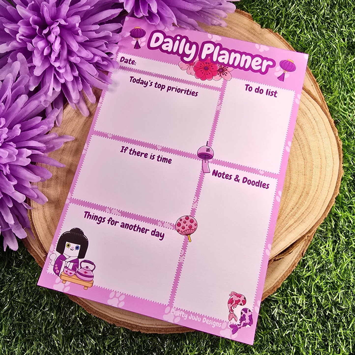 Sakura Cat Daily Planner Pad – Cute & Aesthetic Cherry Blossom Organizer