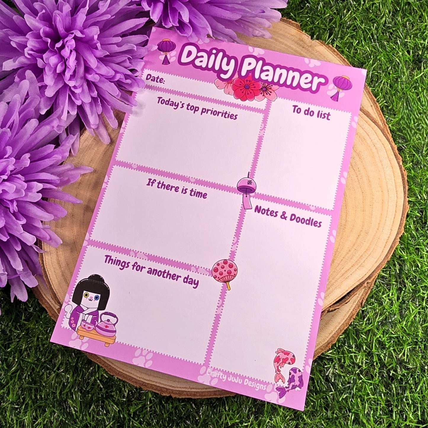 Sakura Cat Daily Planner Pad – Cute & Aesthetic Cherry Blossom Organizer