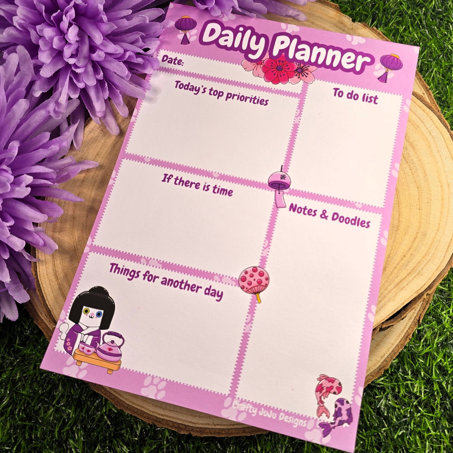 Sakura Cat Daily Planner Pad – Cute & Aesthetic Cherry Blossom Organizer