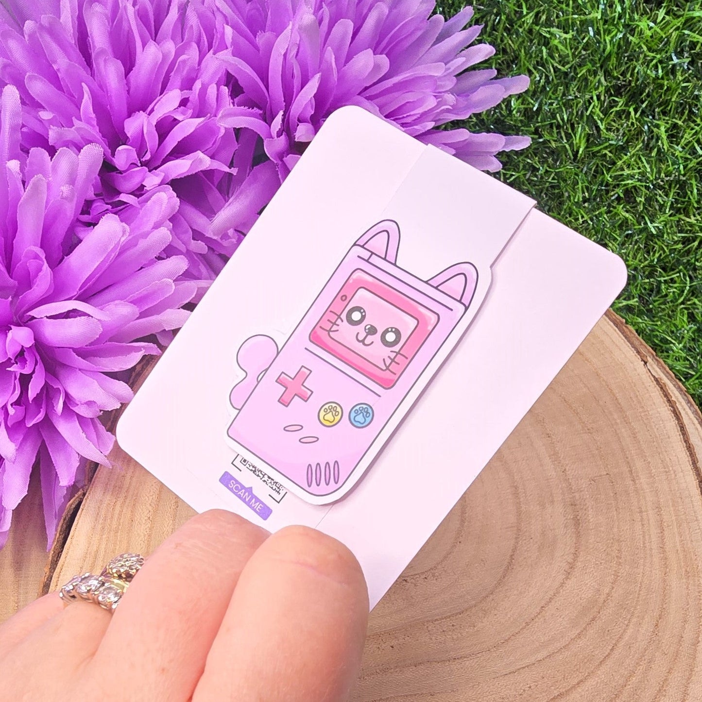 Retro Gamer Cat Themed Magnetic Bookmark