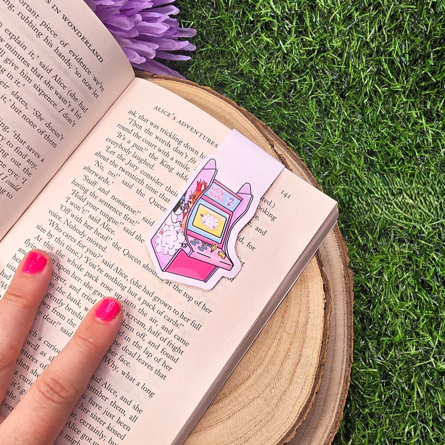 Retro Arcade Cat Themed Magnetic Bookmark