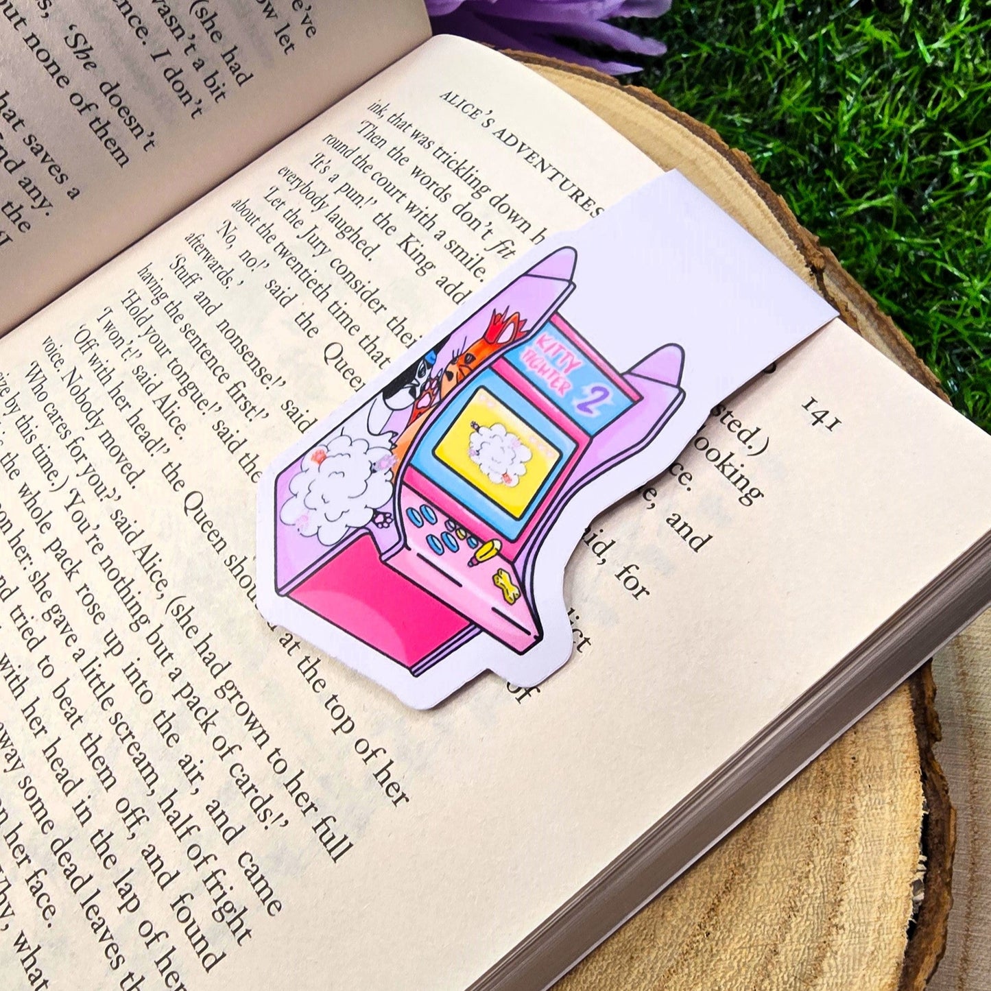 Retro Arcade Cat Themed Magnetic Bookmark