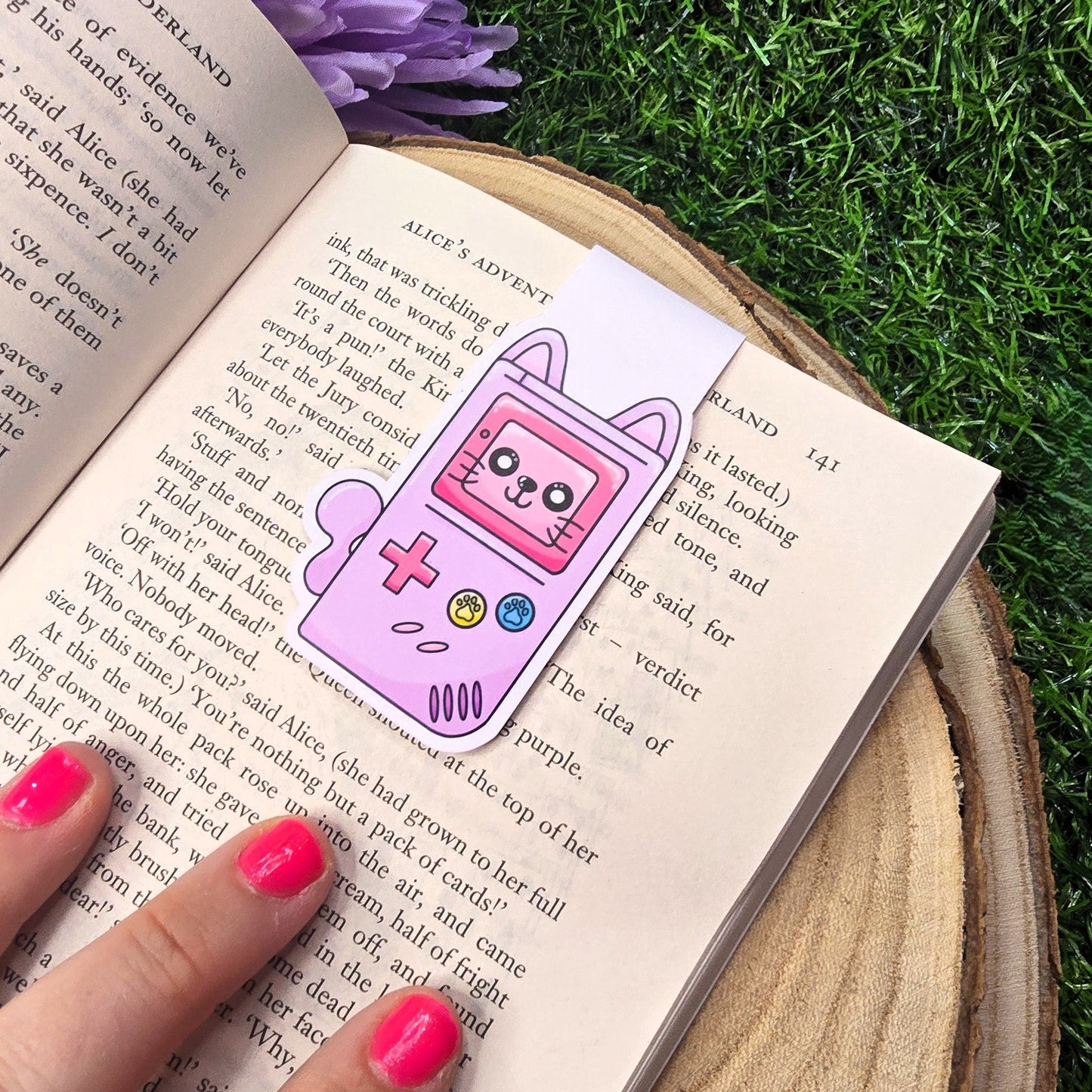 Retro Gamer Cat Themed Magnetic Bookmark