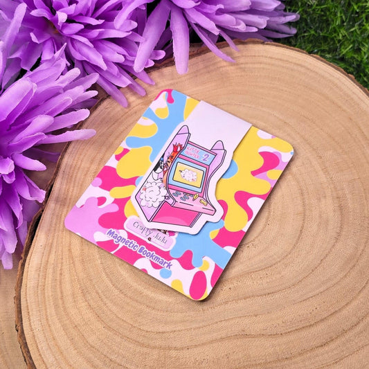Retro Arcade Cat Themed Magnetic Bookmark