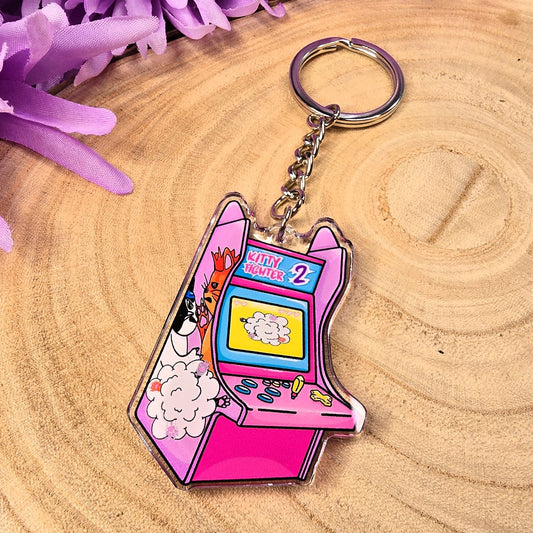 Kitty Fighter 2 Arcade Machine Arcylic Keyring