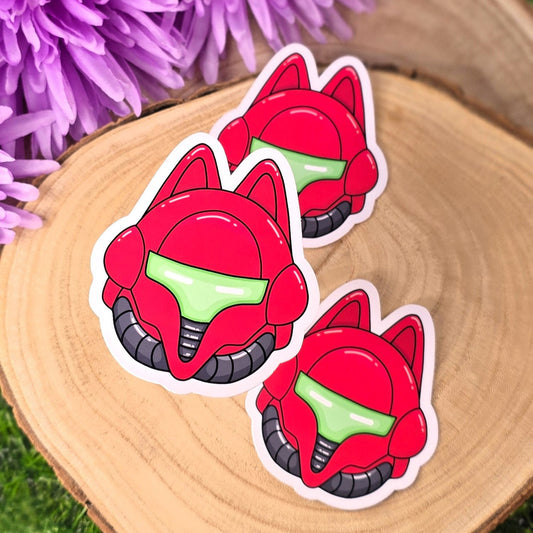 Samus Cat Helmet Large Vinyl Die-cut Sticker
