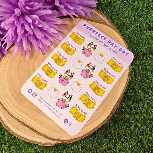 Purrfect Pay Day – Cat Pay Day Planner Stickers | Cute Budgeting & Money Tracker Sticker Sheet with Feline Flair