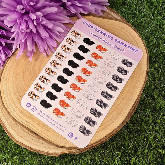 Purr-lanning Downtime – Mini Sleeping Cat Planner Stickers | 45 Tiny Nap Stickers for Rest Days, Self-Care & Quiet Moments