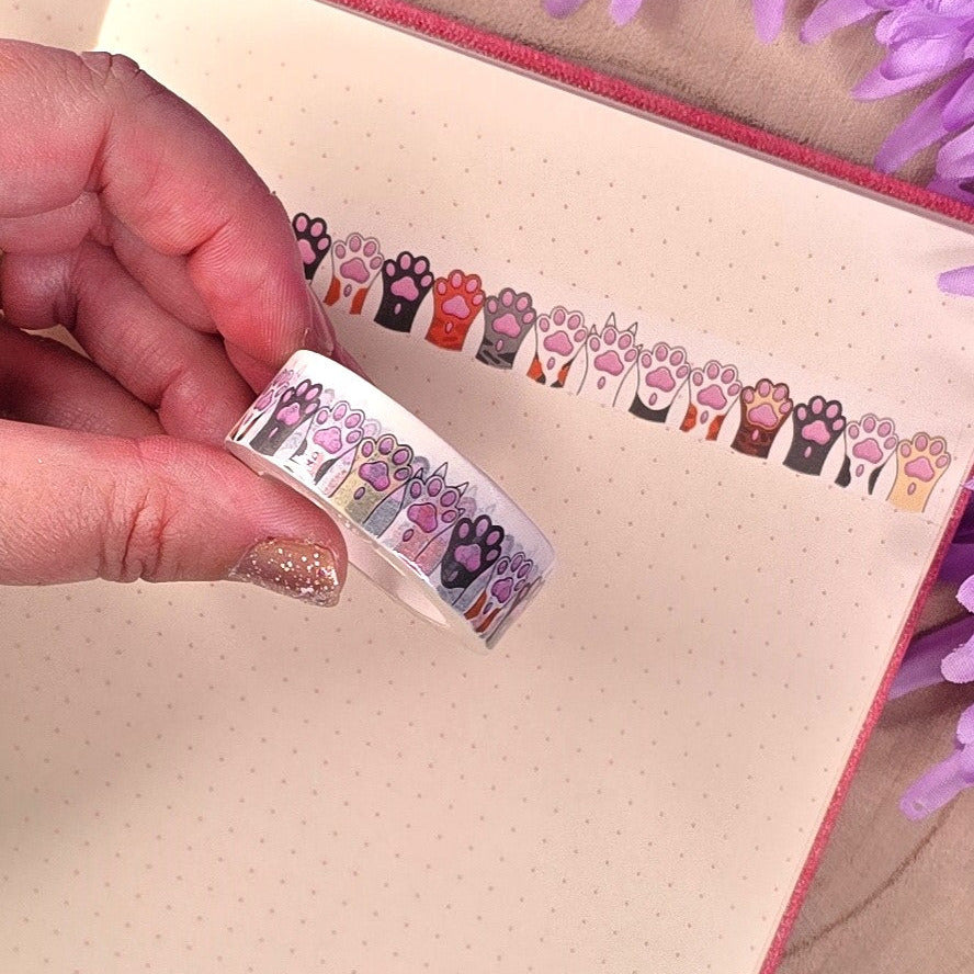 Paws for Washi – Cute Cat Paw Washi Tape | White Cat Claw Design | Decorative Tape for Journals & Crafts