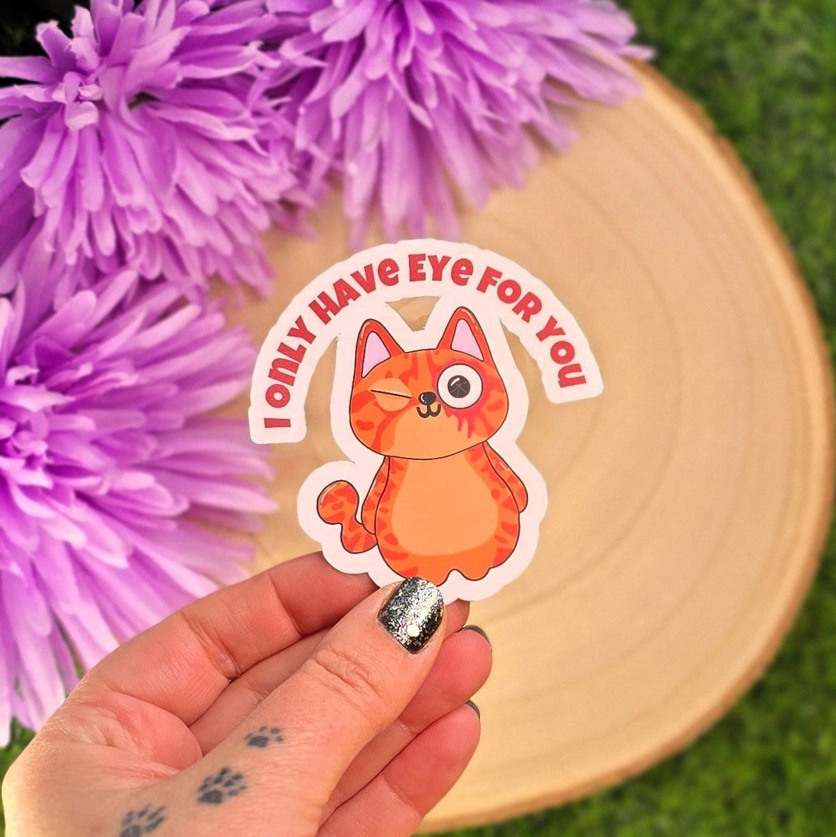 I Only Have Eye for You Ginger Cat Sticker | Cute Vinyl Cat Sticker with Matt Finish | Funny Cat Lover Gift