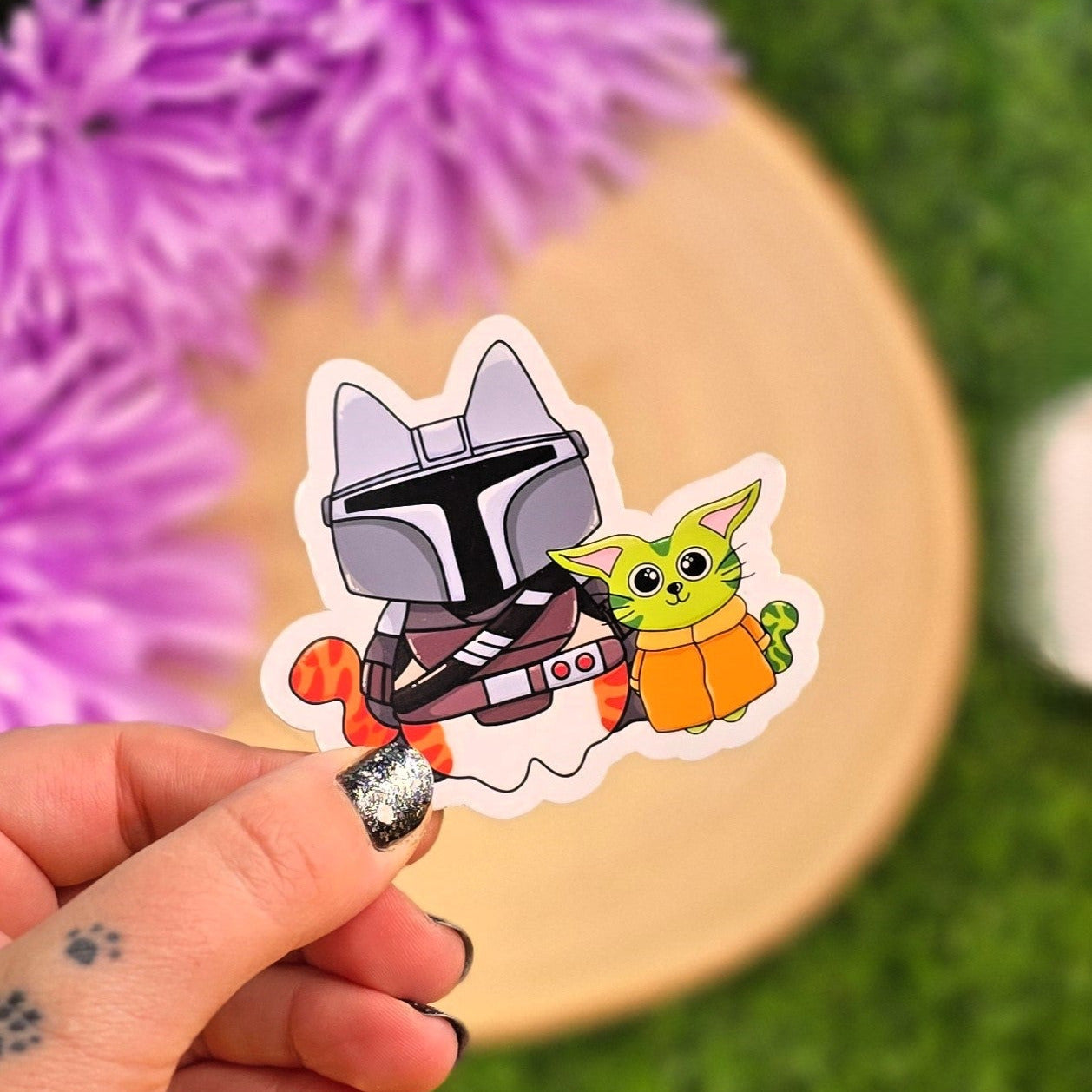 Space Bounty Cats Sticker | Cute Cat Cosplay Vinyl Sticker | Sci-Fi Cat Lovers Gift