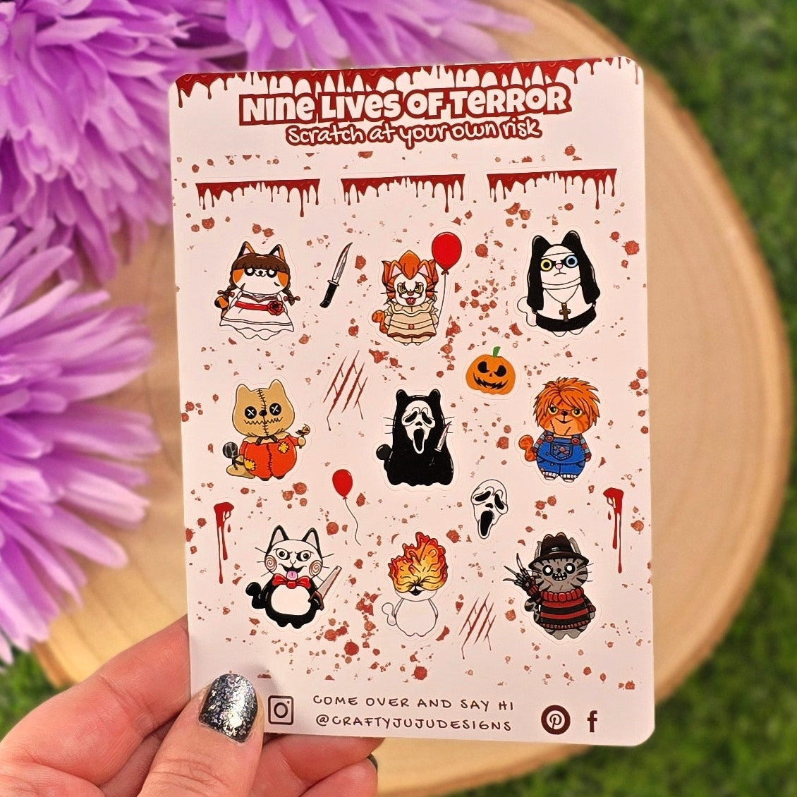 Horror Cat Sticker Set – Creepy Cute Vinyl Cat Stickers, Magnetic Bookmark & Planner Stickers | Halloween Cat Gift