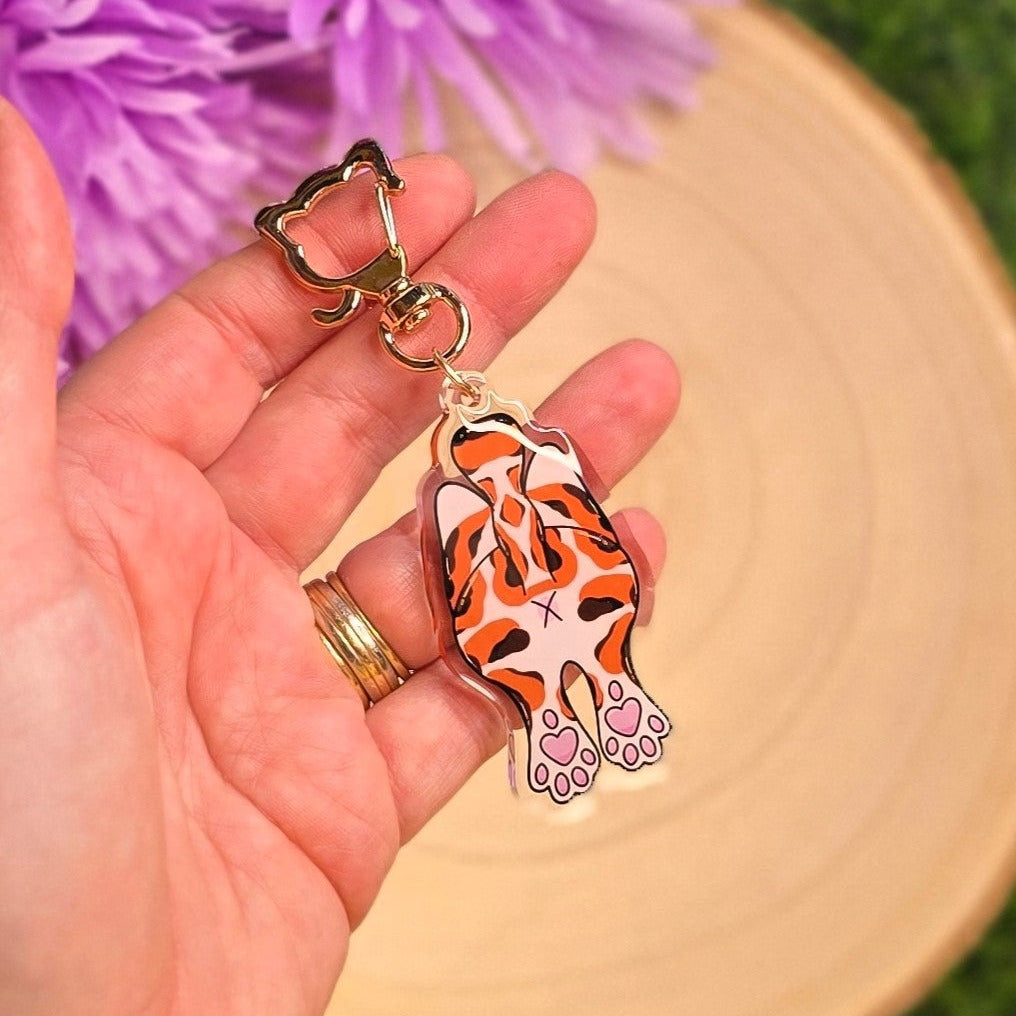 Cat Butt Acrylic Keyring – Tortoiseshell - Double-Sided Cheeky Cat Accessory