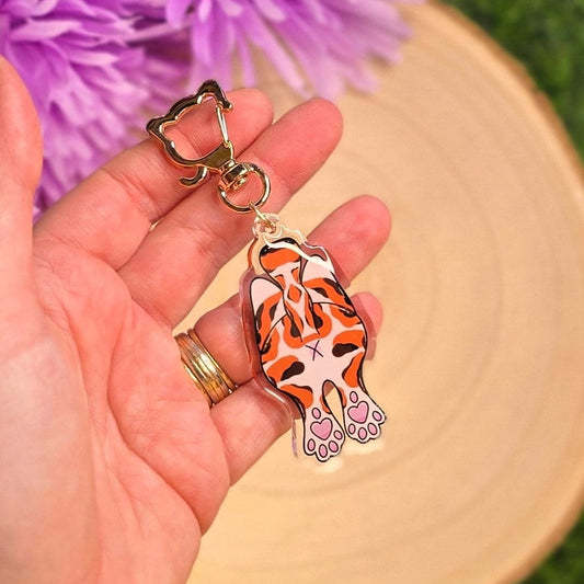 Cat Butt Acrylic Keyring – Tortoiseshell - Double-Sided Cheeky Cat Accessory