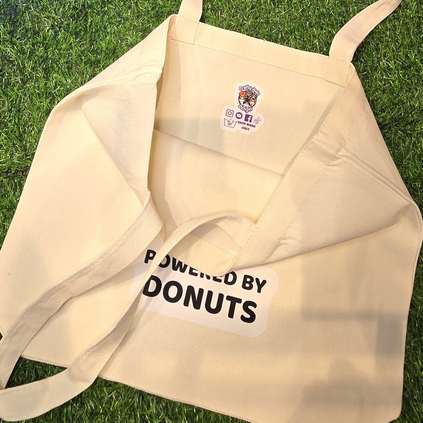 Powered by Donuts workout cat canvas tote bag