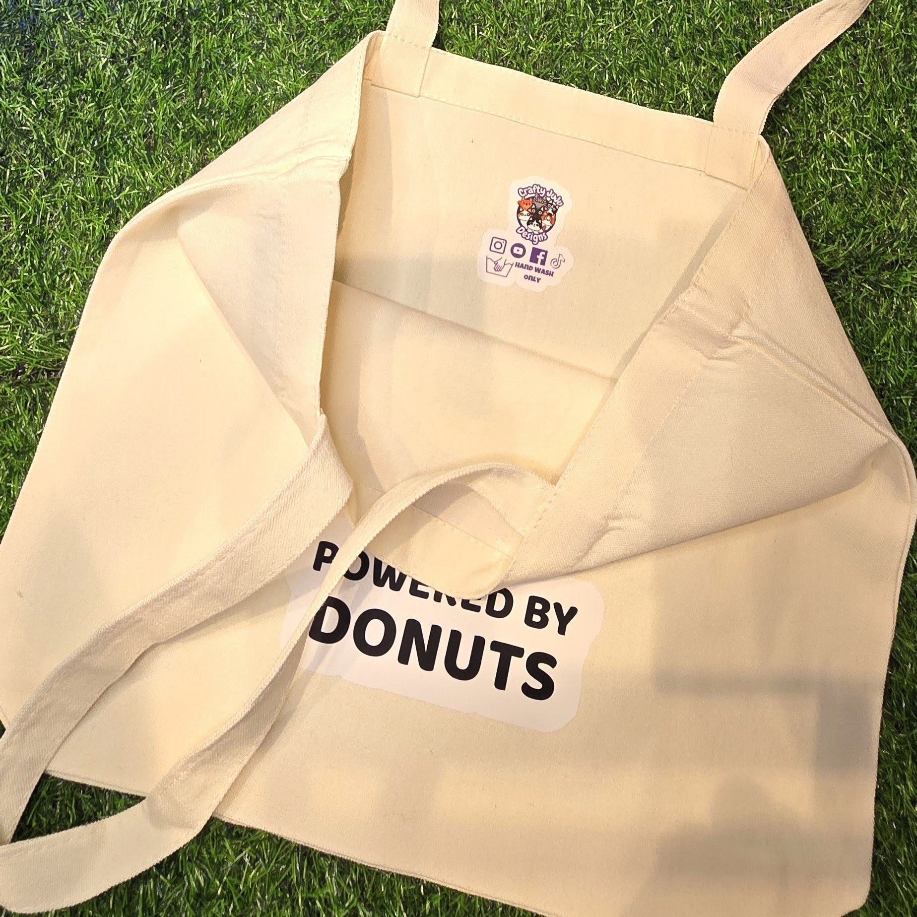 Powered by Donuts workout cat canvas tote bag