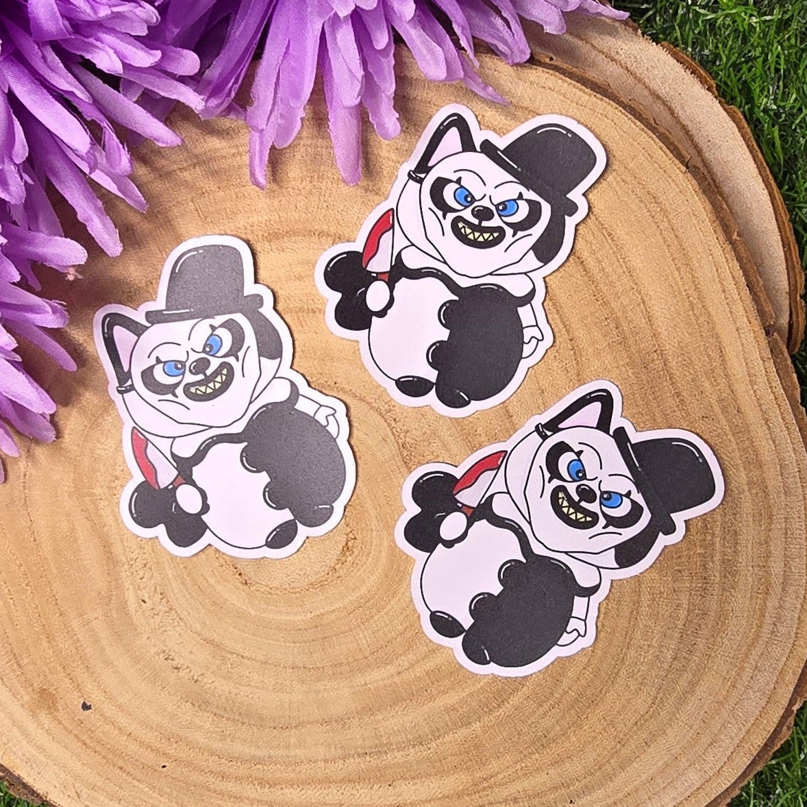Horror clown Dave cat vinyl sticker inspired by slasher films, die cut waterproof handmade sticker 7.5cm UK