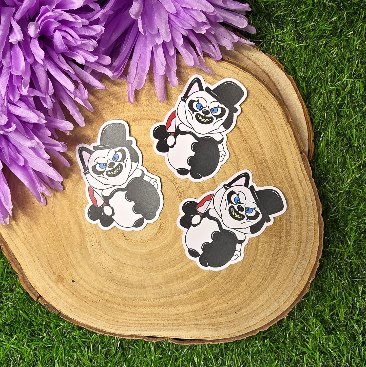 Horror clown Dave cat vinyl sticker inspired by slasher films, die cut waterproof handmade sticker 7.5cm UK