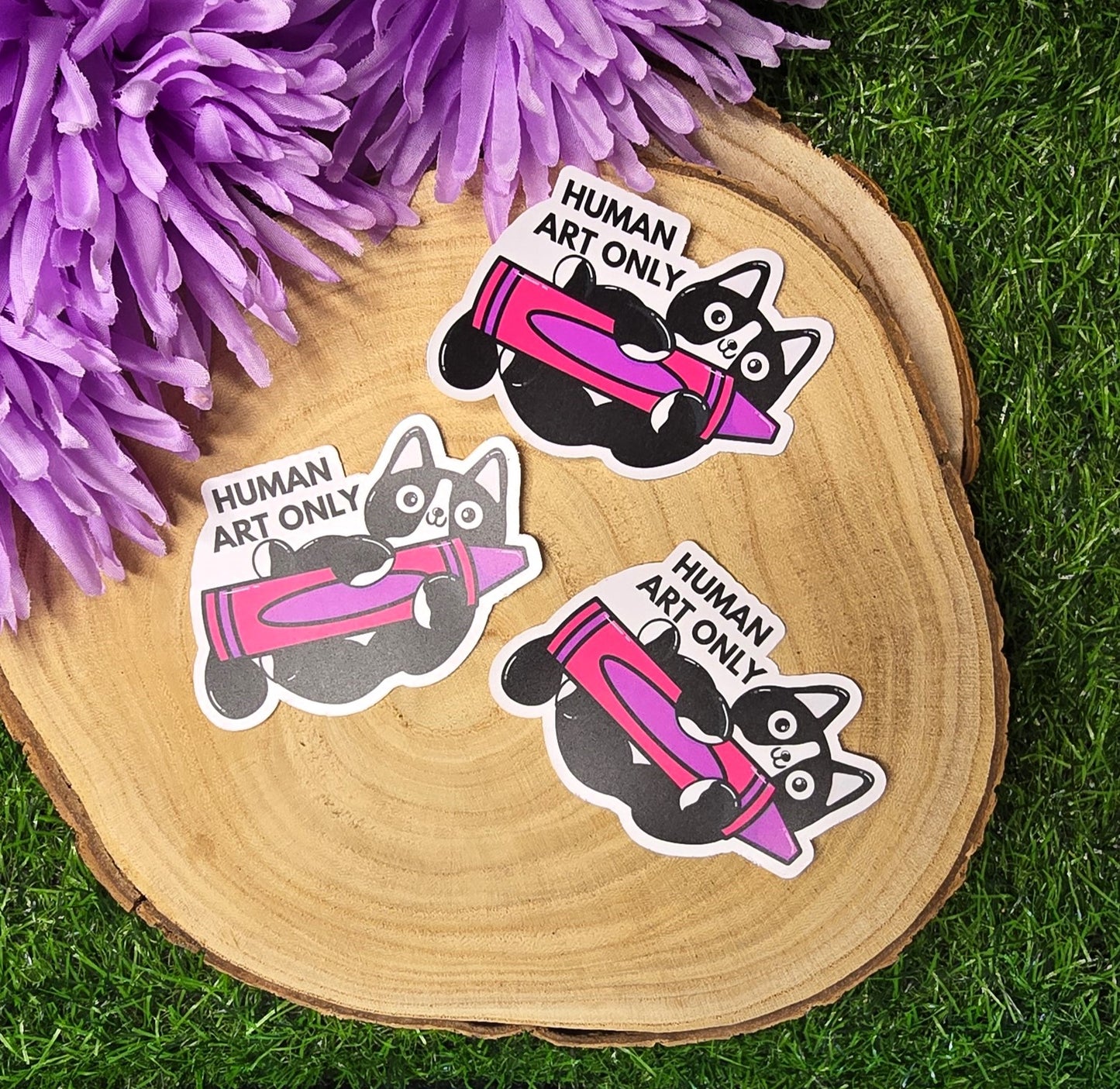 Human Art Only Cat Vinyl Sticker – Funny Artist Matte Die Cut Sticker