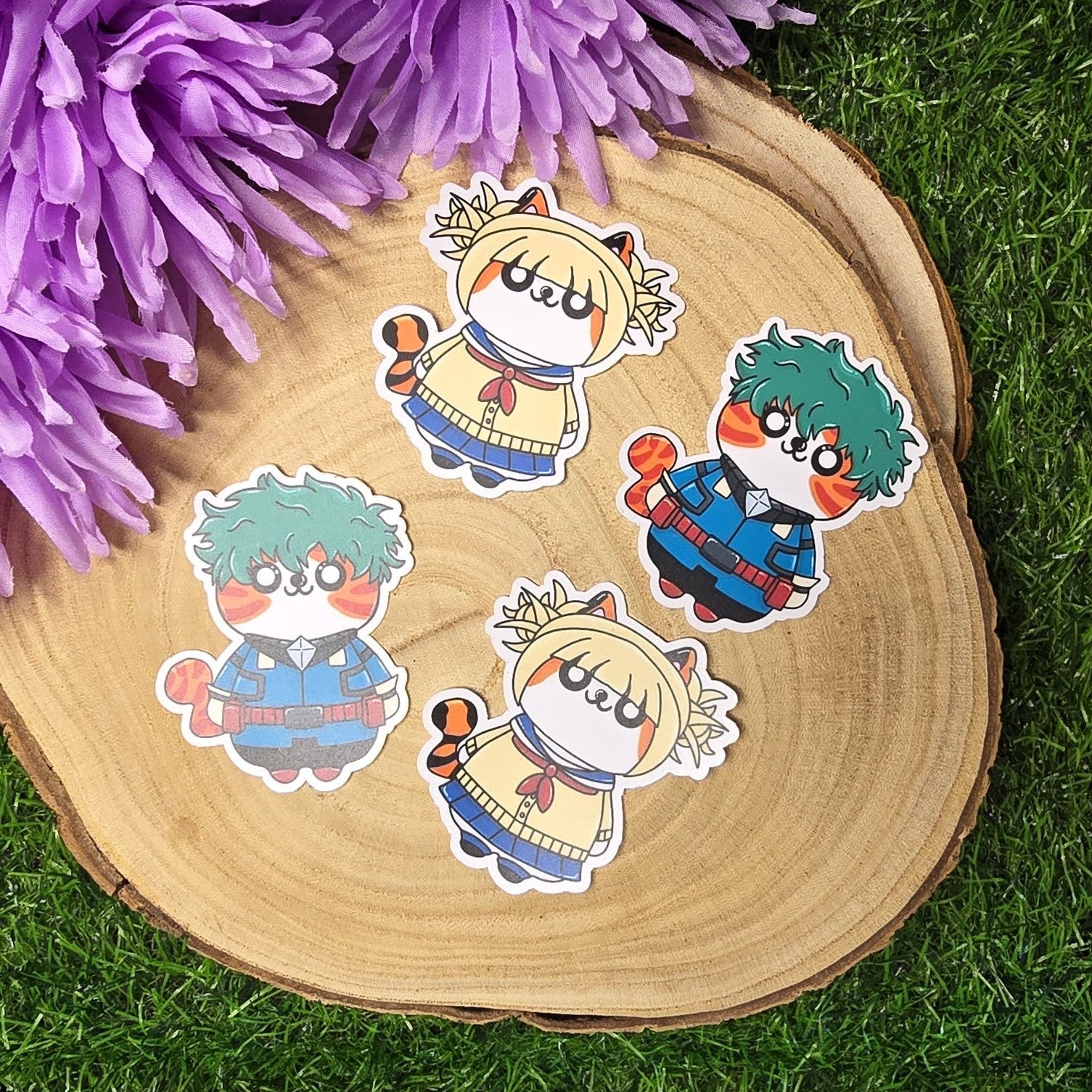 Green hero academy inspired cat vinyl sticker, anime style die cut waterproof handmade sticker 7cm UK

Blonde rival academy inspired cat vinyl sticker, anime style die cut waterproof handmade sticker 7cm UK