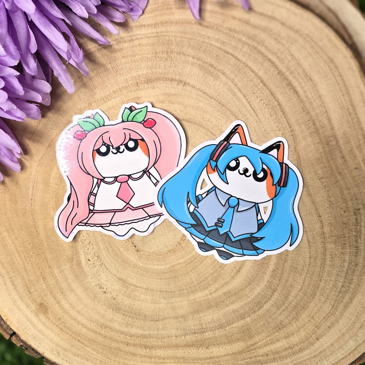 Twin Tail Idol Kira Cat Vinyl Sticker – Virtual Pop Star Inspired (Holographic or Matte Option)